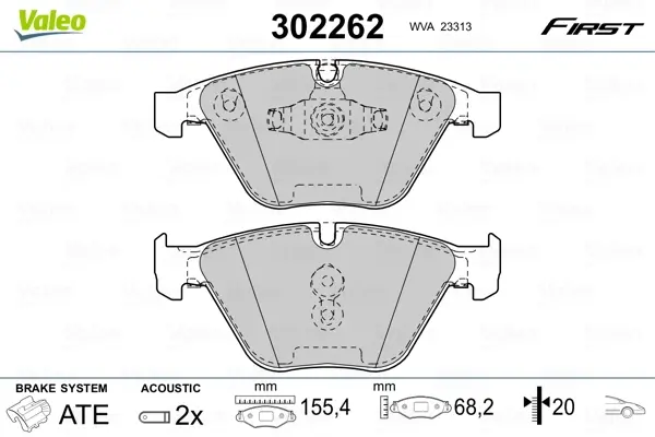 Передні тормозні (гальмівні) колодки Valeo phc 302262 (фото 1)