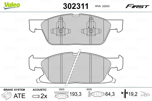 Передние тормозные колодки valeo phc 302311