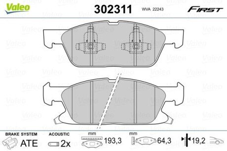 Передние тормозные колодки valeo phc ""302311" на Форд Галакси