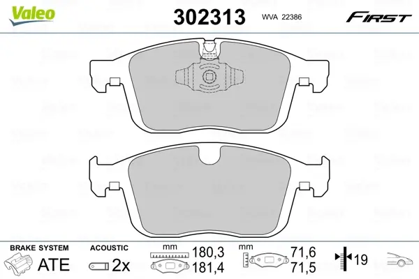 Передні тормозні (гальмівні) колодки Valeo phc 302313 (фото 1)