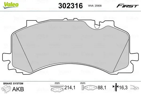 Передні тормозні (гальмівні) колодки Valeo phc 302316 (фото 1)