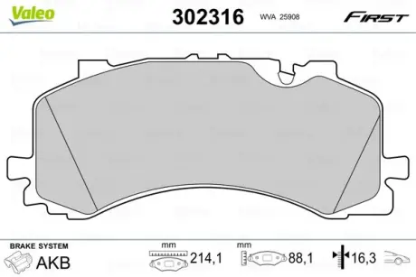 Передние тормозные колодки valeo phc 302316