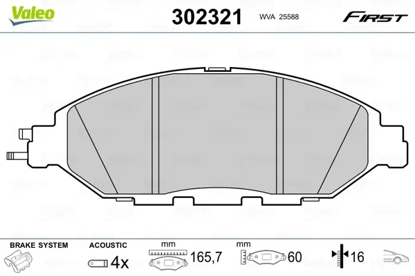 Передні тормозні (гальмівні) колодки Valeo phc 302321 (фото 1)