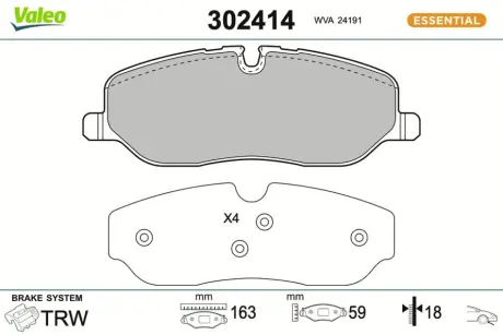 Передние тормозные колодки valeo phc 302414 Рендж (ленд) ровер Дискавери 3