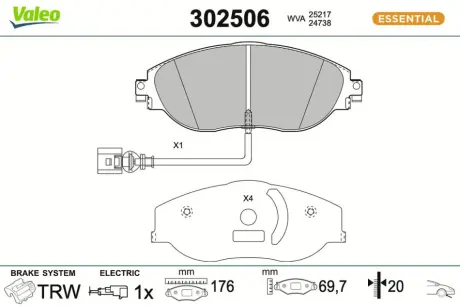 Передні тормозні (гальмівні) колодки Valeo phc 302506