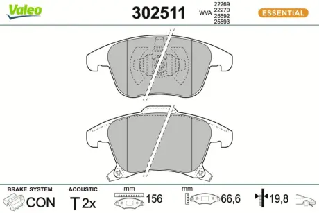 Передние тормозные колодки valeo phc 302511 Форд S-Max