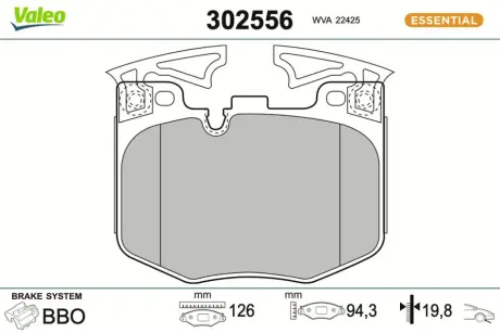 Передние тормозные колодки valeo phc 302556