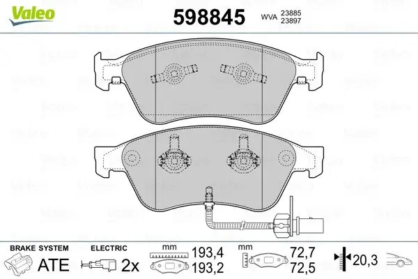 Передні тормозні (гальмівні) колодки Valeo phc 598845 (фото 1)