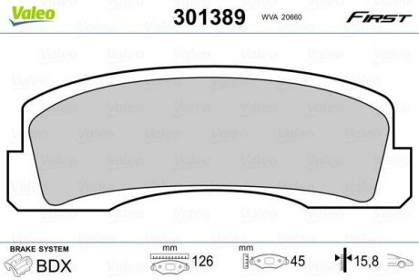 Передні тормозні (гальмівні) колодки valeo phc ""301389"