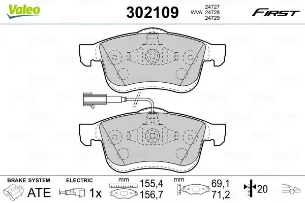 Передні тормозні (гальмівні) колодки Valeo phc 302109 (фото 1)