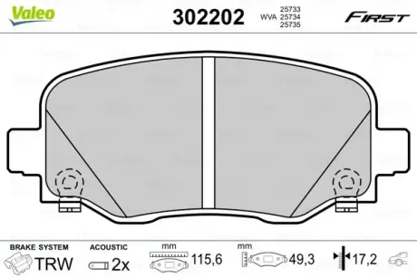 Тормозные колодки valeo phc 302202 Фиат 500
