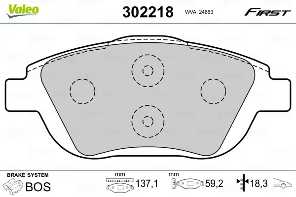 Передні тормозні (гальмівні) колодки Valeo phc 302218 (фото 1)