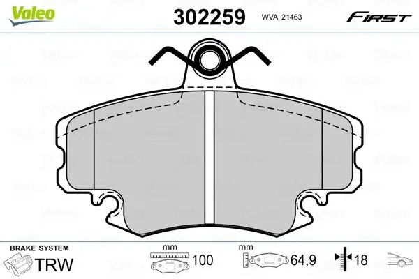 Передние тормозные колодки valeo phc 302259
