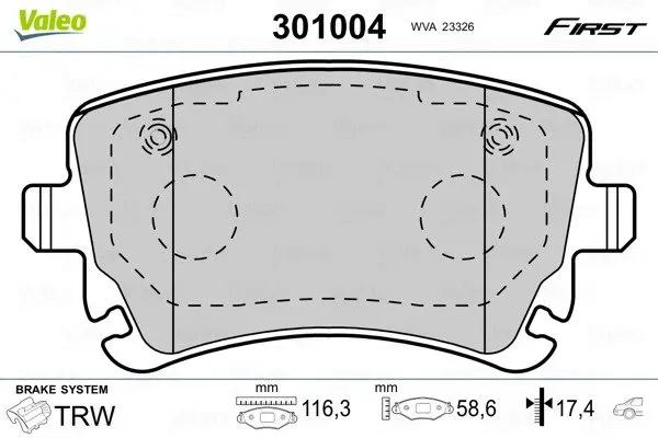 Задние тормозные колодки valeo phc ""301004"