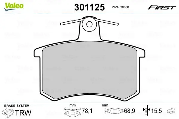 Задние тормозные колодки valeo phc ""301125"