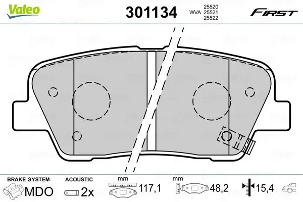 Задние тормозные колодки valeo phc 301134