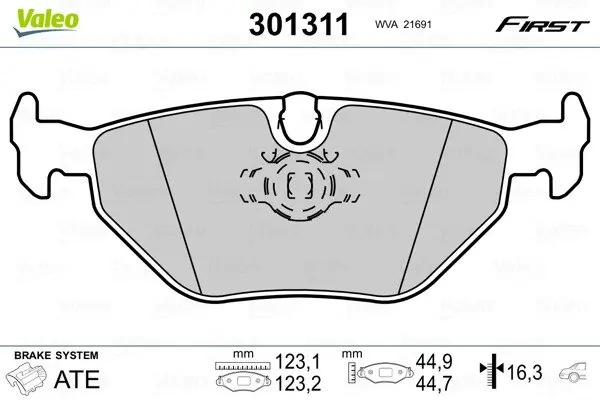 Задні тормозні (гальмівні) колодки Valeo phc 301311 (фото 1)