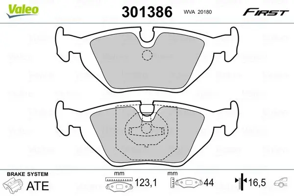 Задні тормозні (гальмівні) колодки Valeo phc ""301386" (фото 1)