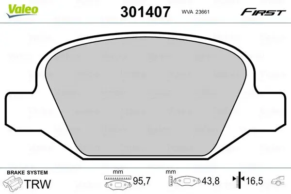 Задні тормозні (гальмівні) колодки Valeo phc 301407 (фото 1)