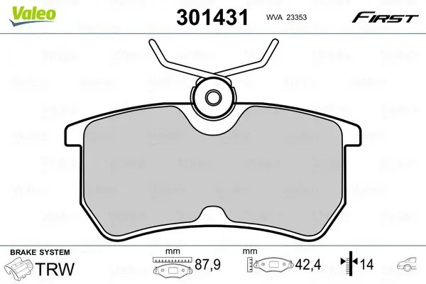 Задние тормозные колодки valeo phc 301431