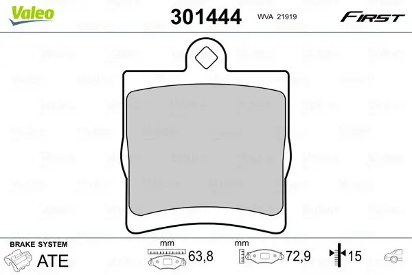 Задні тормозні (гальмівні) колодки Valeo phc 301444 (фото 1)