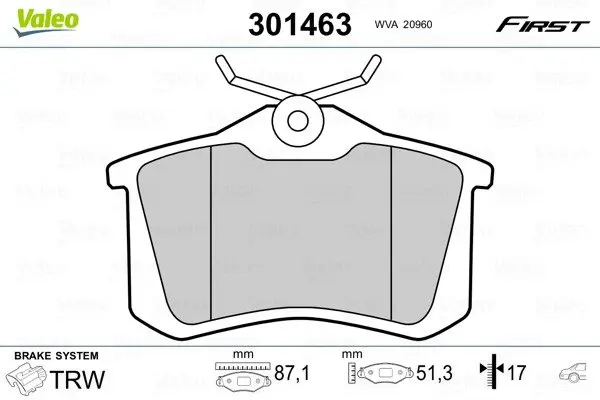 Задні тормозні (гальмівні) колодки Valeo phc 301463 (фото 1)