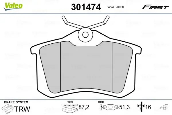 Задние тормозные колодки valeo phc 301474