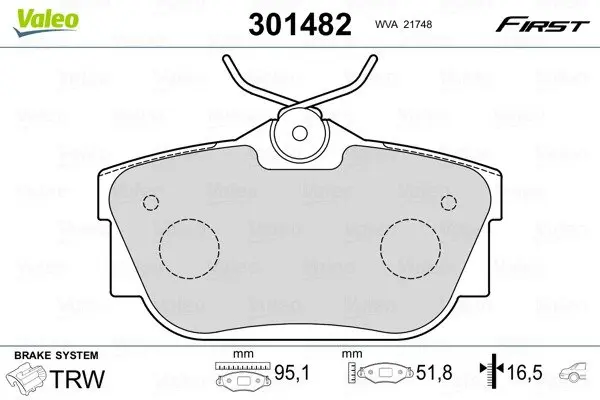 Задні тормозні (гальмівні) колодки Valeo phc 301482 (фото 1)