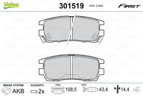 Задние тормозные колодки valeo phc ""301519"