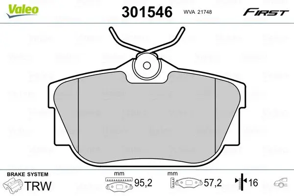 Задние тормозные колодки valeo phc 301546