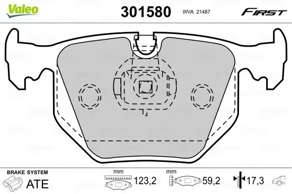 Задні тормозні (гальмівні) колодки Valeo phc 301580 (фото 1)