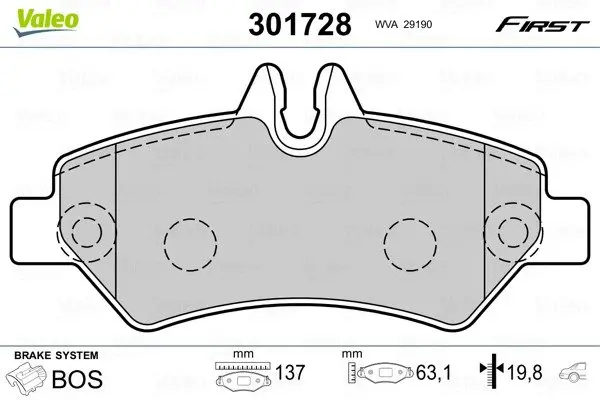 Задні тормозні (гальмівні) колодки Valeo phc 301728 (фото 1)