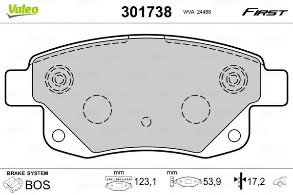 Задние тормозные колодки valeo phc 301738