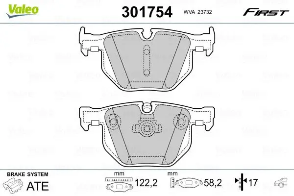 Задние тормозные колодки valeo phc 301754