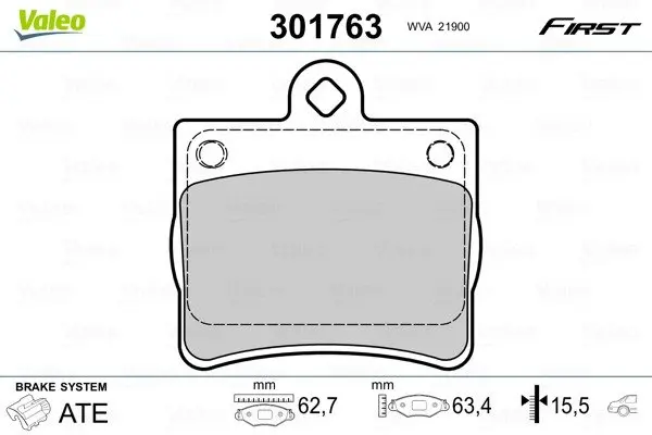 Задні тормозні (гальмівні) колодки Valeo phc 301763 (фото 1)