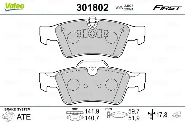 Задние тормозные колодки valeo phc ""301802"