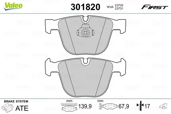 Задні тормозні (гальмівні) колодки Valeo phc 301820 (фото 1)