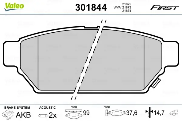 Задние тормозные колодки valeo phc ""301844"