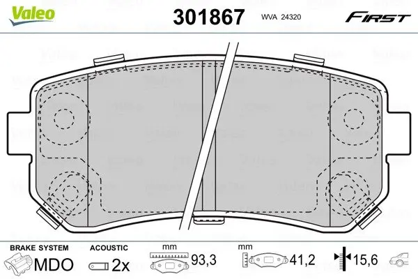 Задні тормозні (гальмівні) колодки Valeo phc 301867 (фото 1)