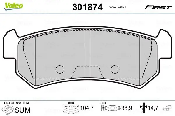 Задние тормозные колодки valeo phc 301874