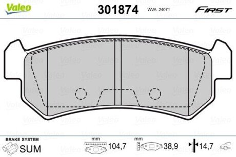 Задние тормозные колодки valeo phc ""301874" на Chevrolet Nubira