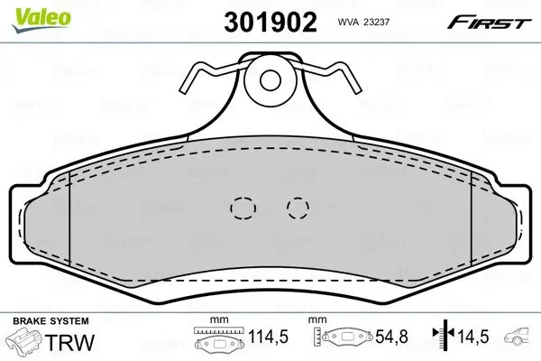 Задні тормозні (гальмівні) колодки Valeo phc 301902 (фото 1)