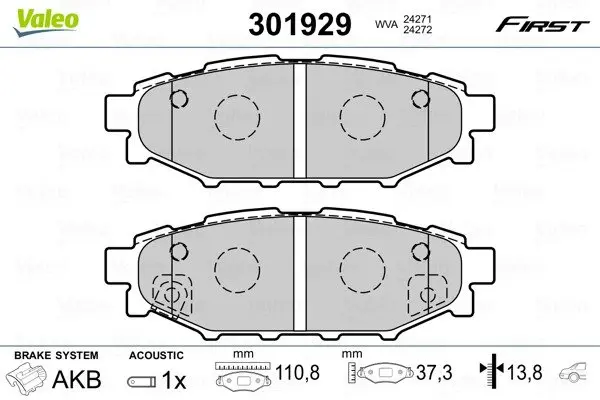 Задние тормозные колодки valeo phc 301929