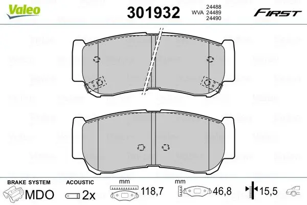 Задние тормозные колодки valeo phc 301932