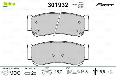 Задние тормозные колодки valeo phc 301932 на Хендай Санта фе 2
