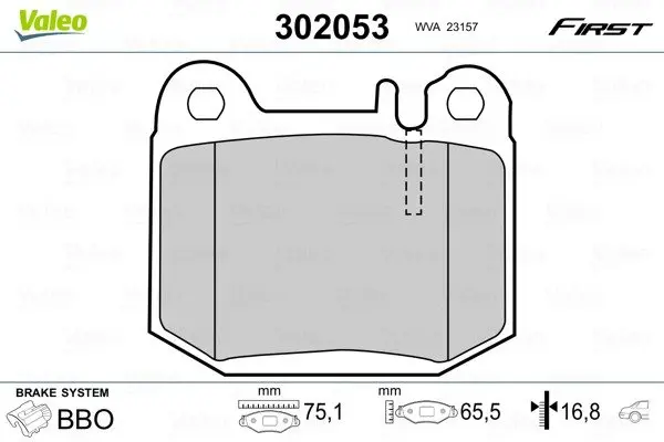 Задні тормозні (гальмівні) колодки Valeo phc ""302053" (фото 1)