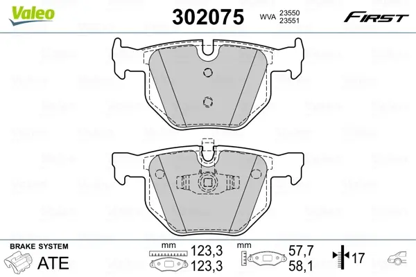 Задние тормозные колодки valeo phc 302075