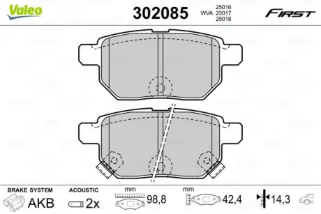 Задні тормозні (гальмівні) колодки valeo phc 302085 Тойота Королла е120