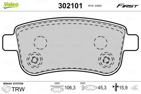 Задние тормозные колодки valeo phc 302101 Рено Сценик 3