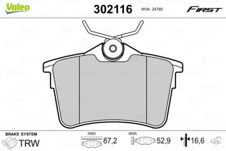 Задние тормозные колодки valeo phc 302116 Пежо 308